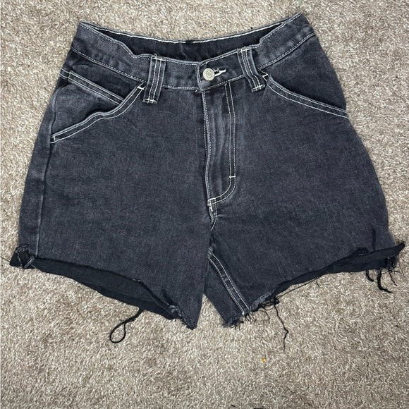John Galt Brandy Melville Black Distressed Denim Shorts - Picture 2 of 7